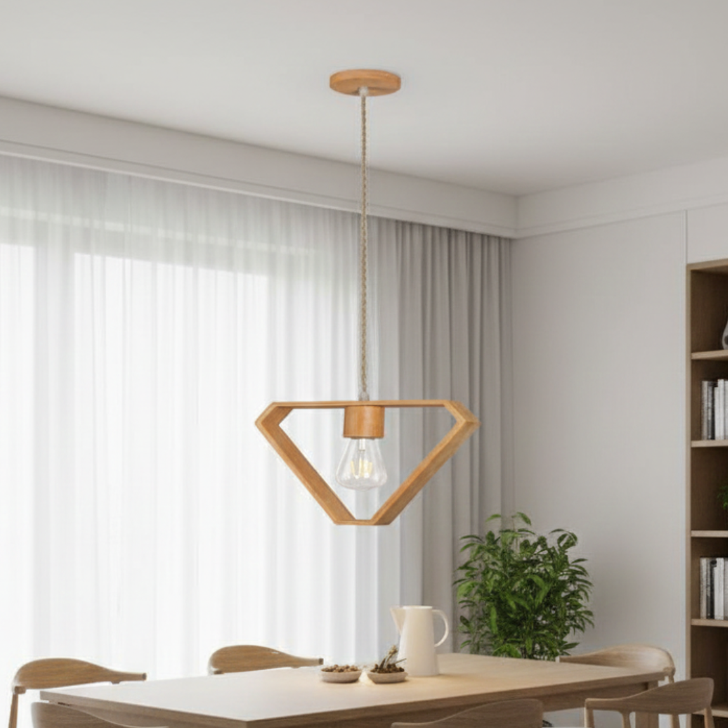 Lampara Colgante Retro madera  1