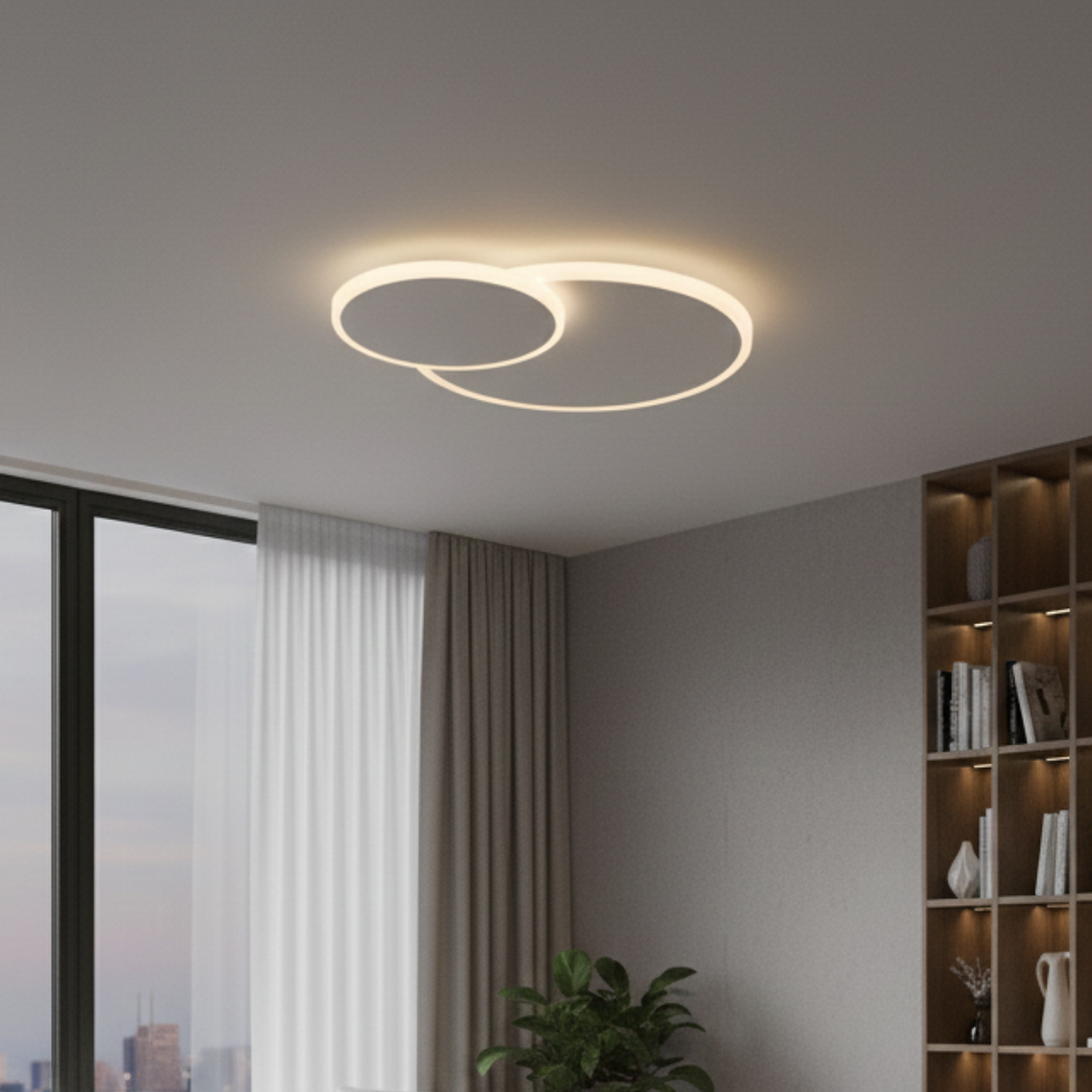 Lampara Colgante Led 40W Decorativa Dos Círculos  2