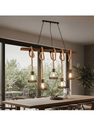Lámpara Cáñamo Rústica 5 Soquetes E27