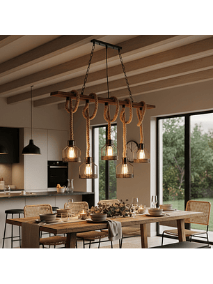 Lámpara Cáñamo Rústica 5 Soquetes E27