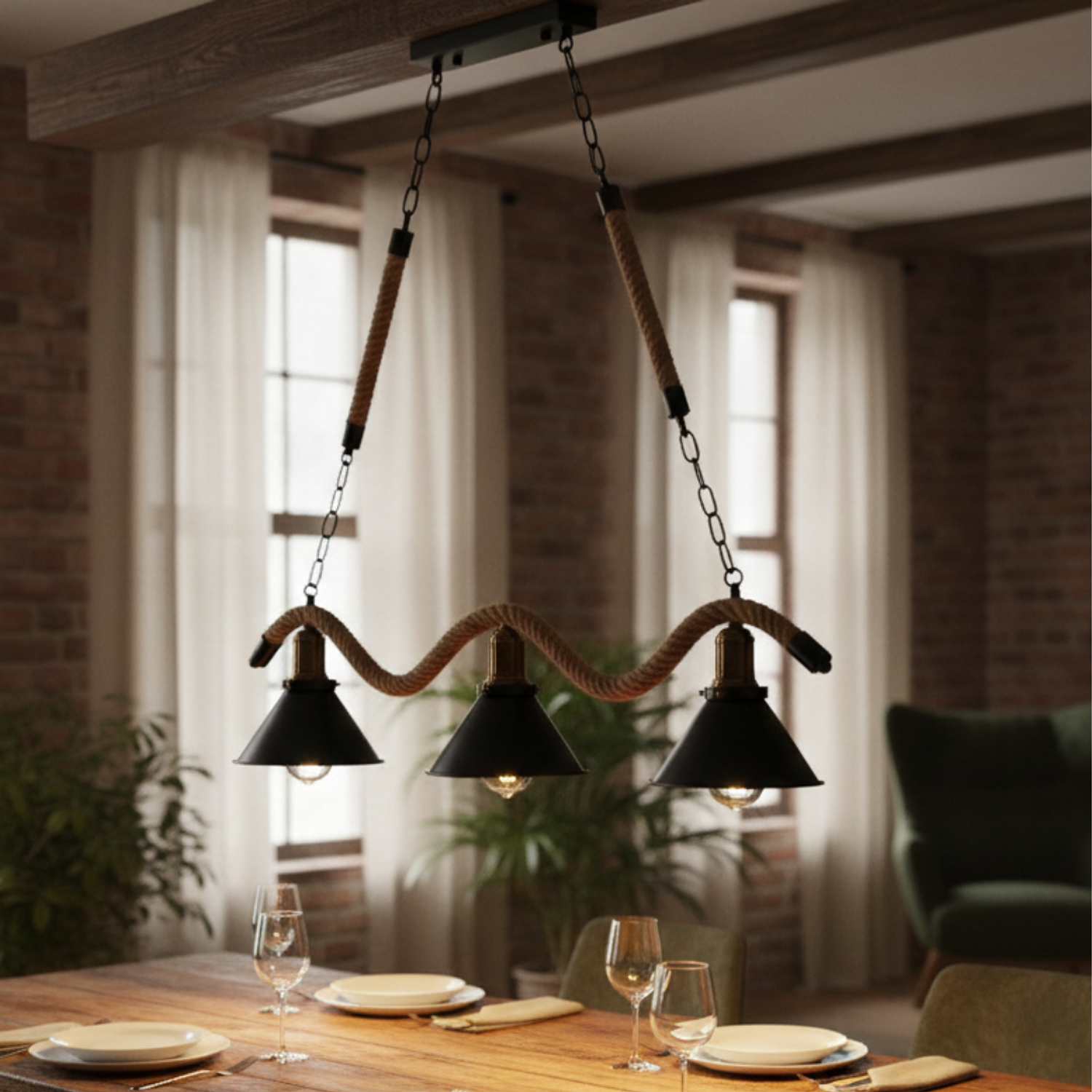 Lámpara Colgante E27*3 1