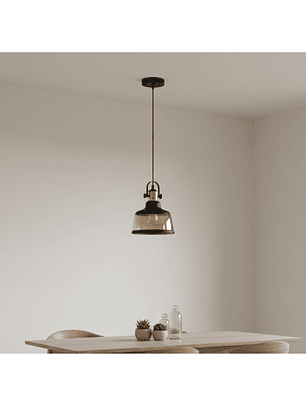 Lámpara Colgante Retro de Metal y Cristal Ámbar E27