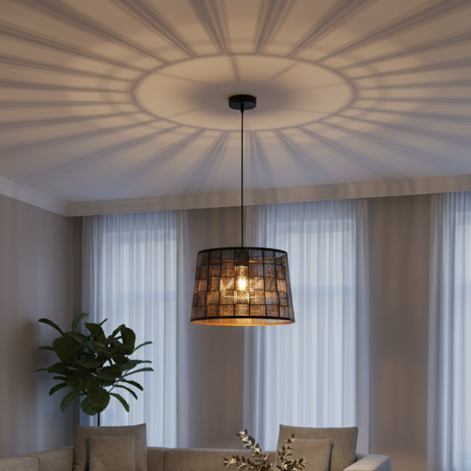 Lámpara de Techo Moderna Tipo Rejilla Negro E27 1