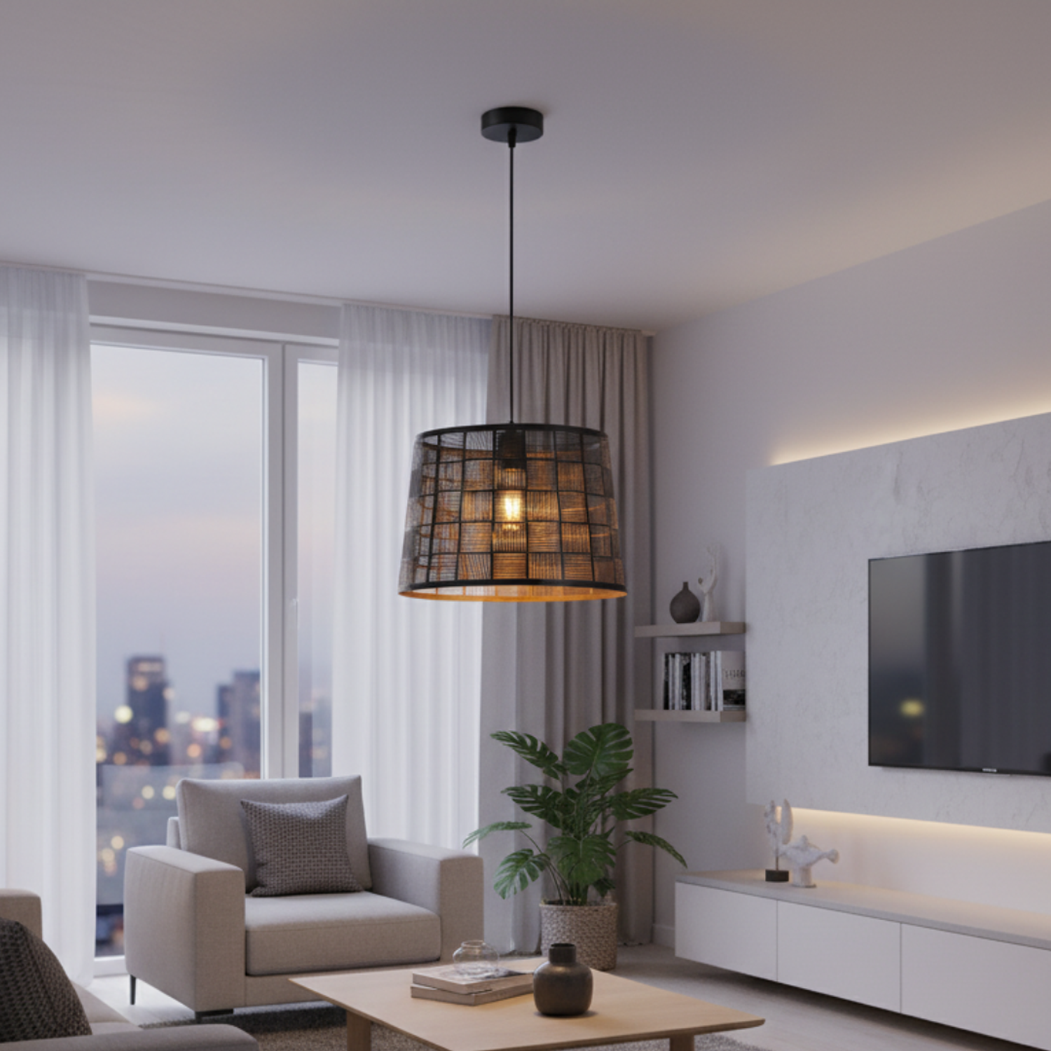 Lámpara de Techo Moderna Tipo Rejilla Negro E27 2