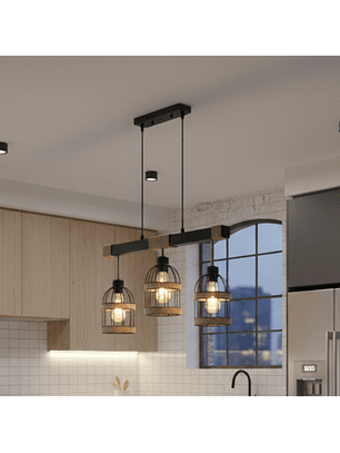 Lámpara Colgante Porta E27*3 Cáñamo Jaula