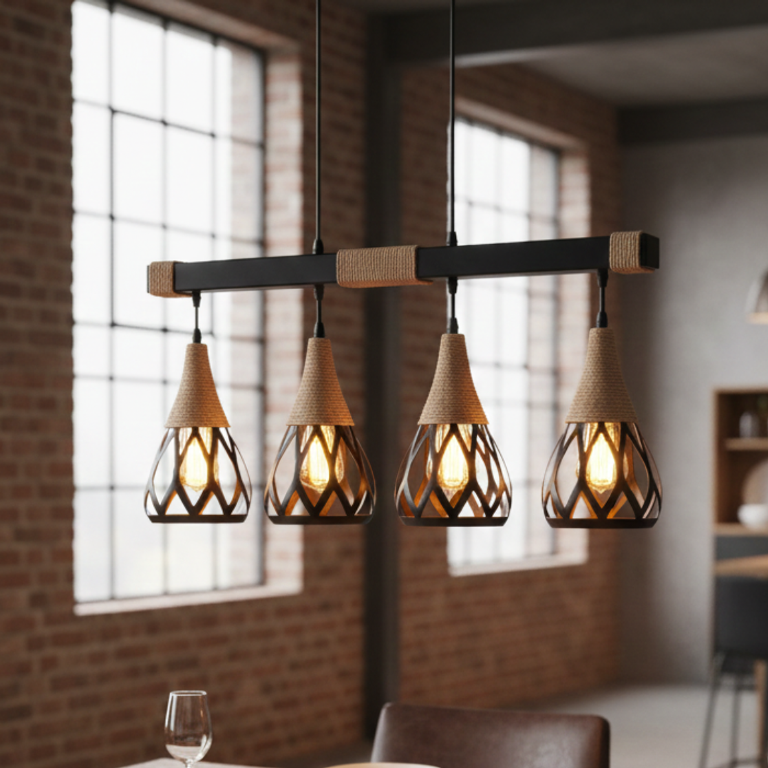 Lámpara Colgante Porta E27*4 Cáñamo 5