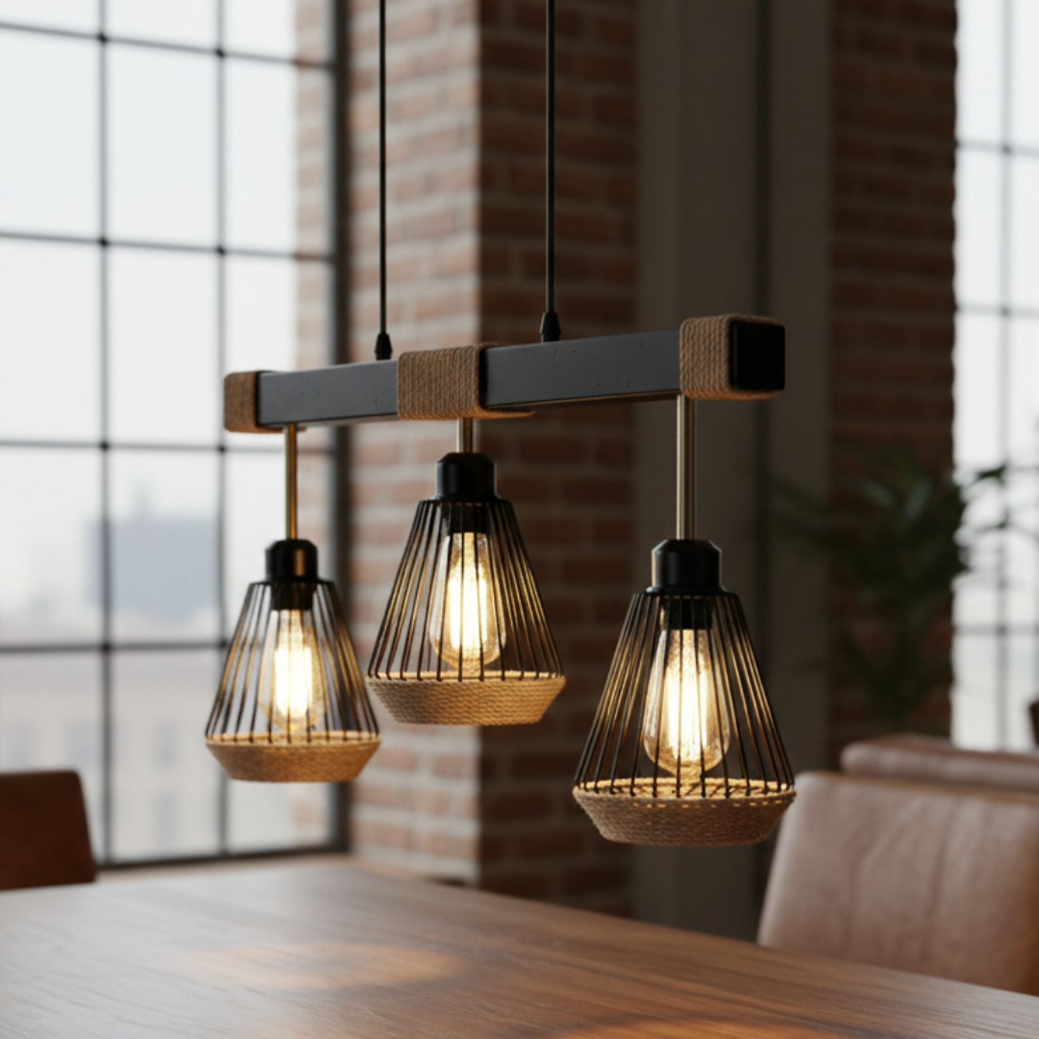 Lámpara Colgante Porta E27*3 Cáñamo 1