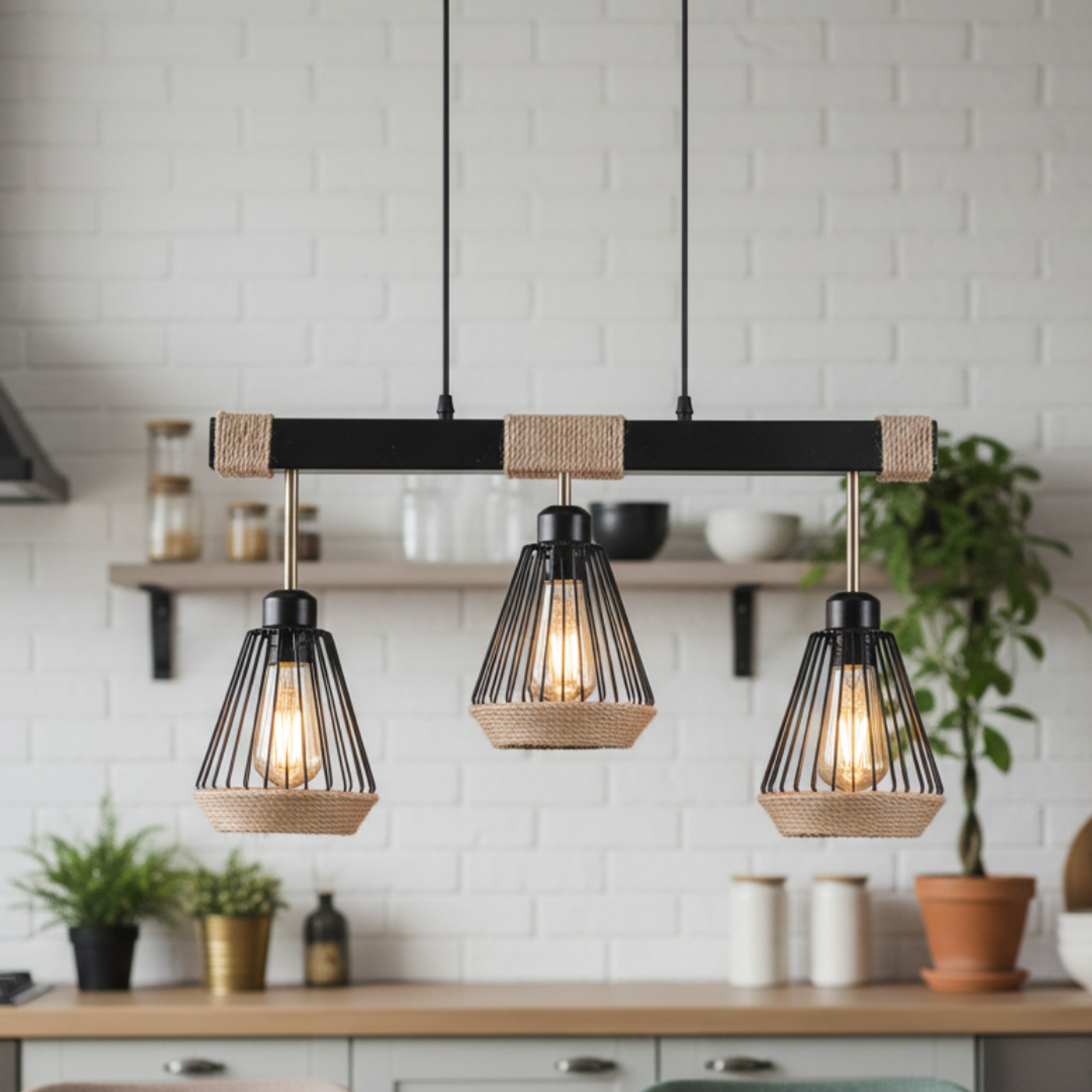 Lámpara Colgante Porta E27*3 Cáñamo 5