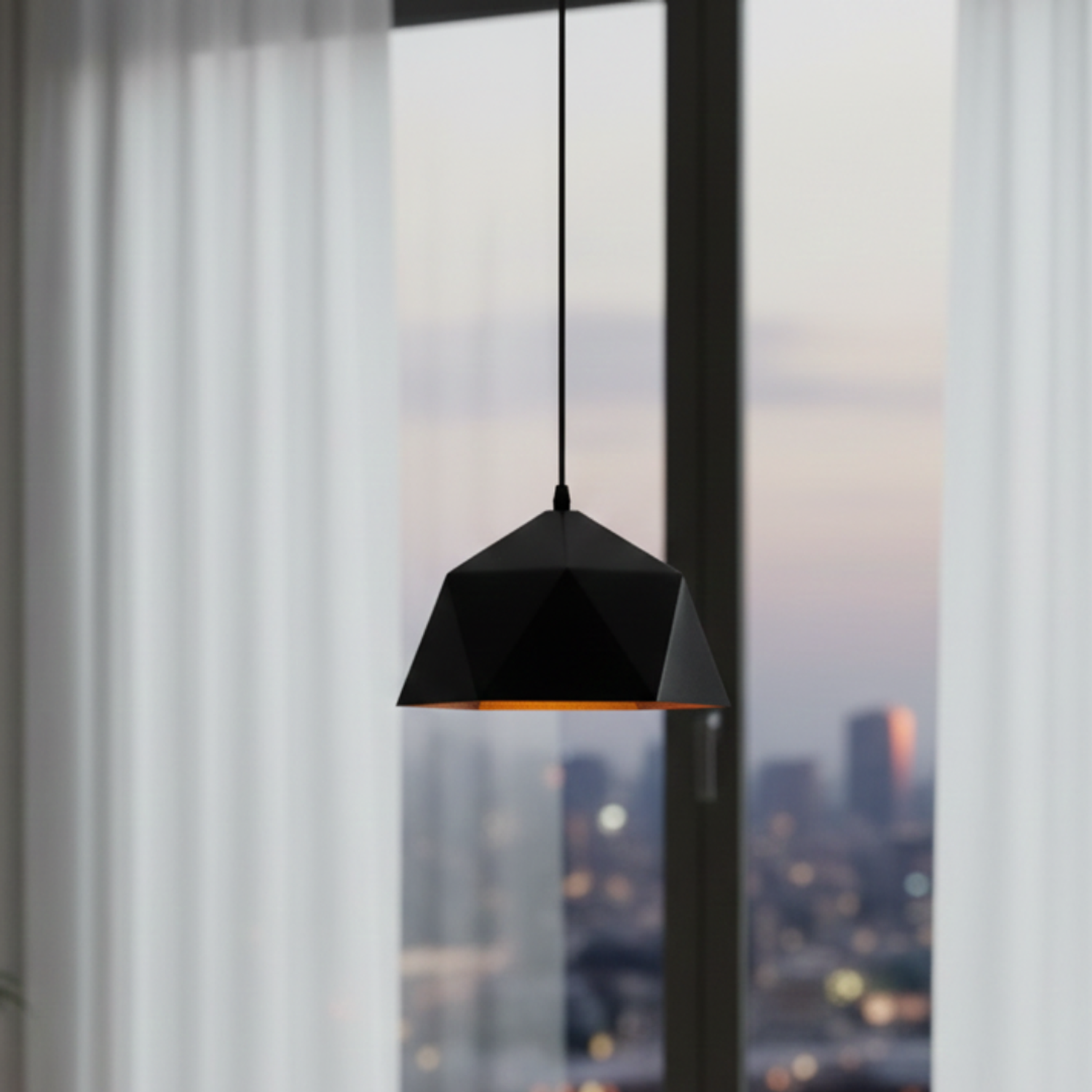 Lámpara de Techo Geométrica E27 Negra y Dorado 5