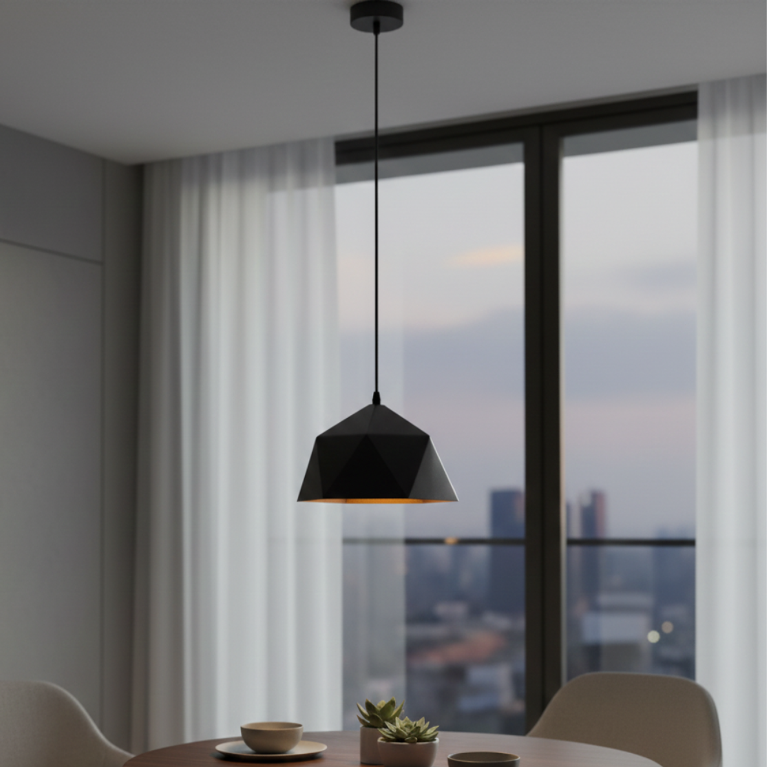 Lámpara de Techo Geométrica E27 Negra y Dorado 1