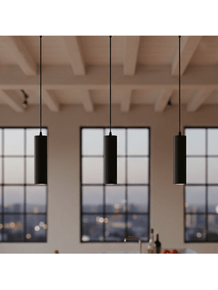 Lampara Golgante Negra Porta Gu10 Formato Riel 200mm