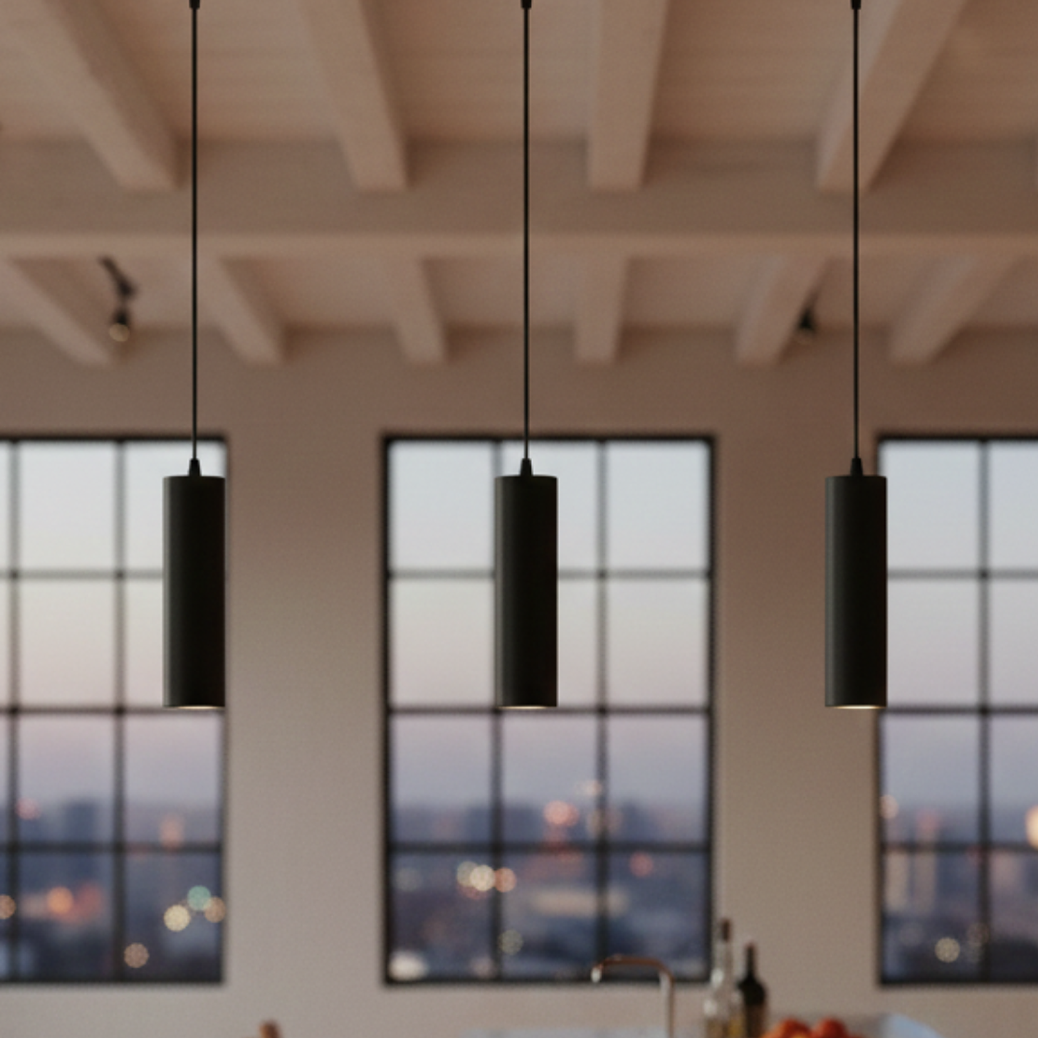 Lampara Golgante Negra Porta Gu10 Formato Riel 200mm 1