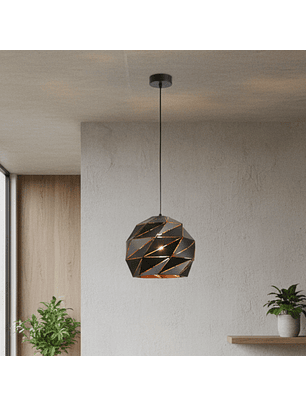 Lámpara Colgante Moderna Nórdica Origami en Metal Negro 300mm