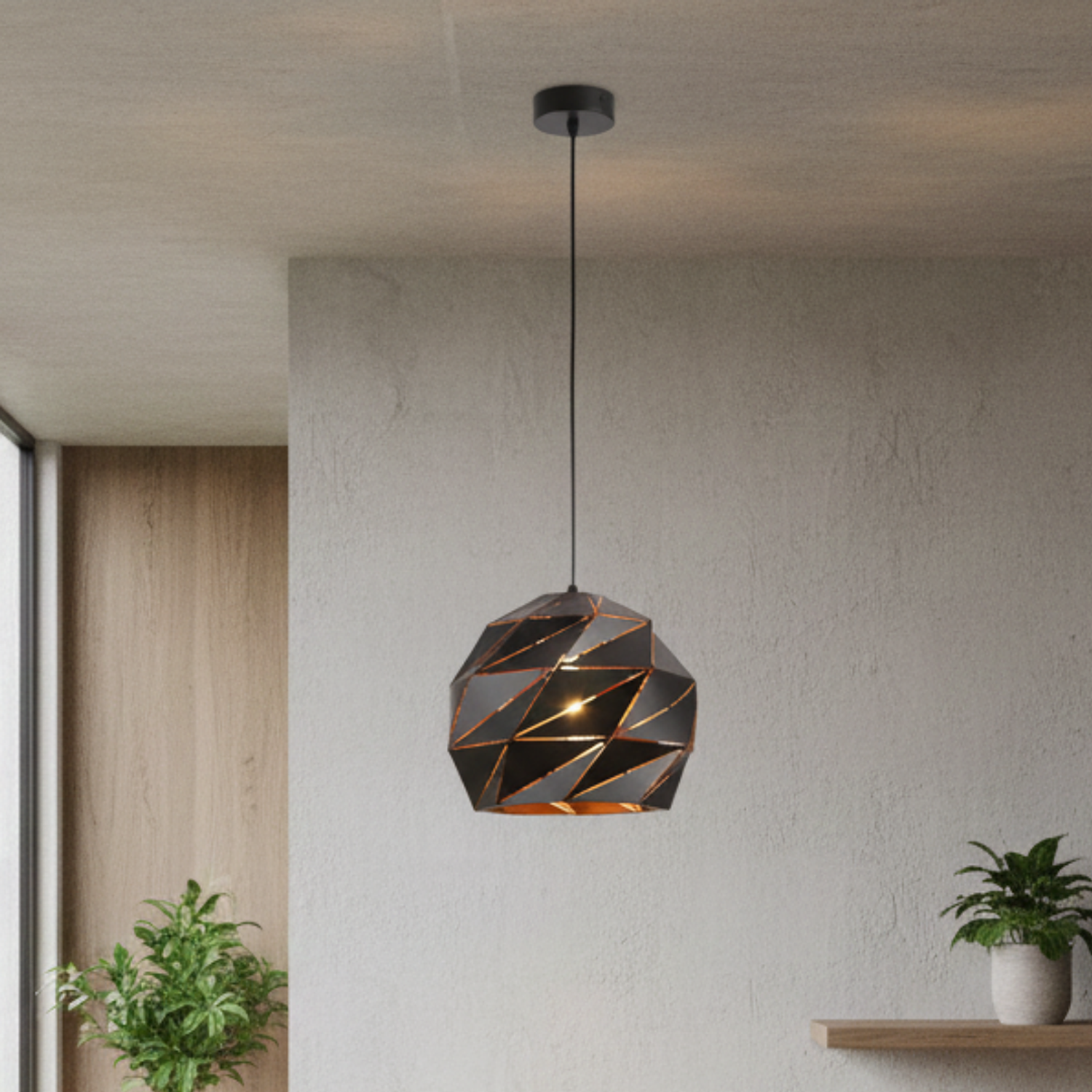 Lámpara Colgante Moderna Nórdica Origami en Metal Negro 300mm 1