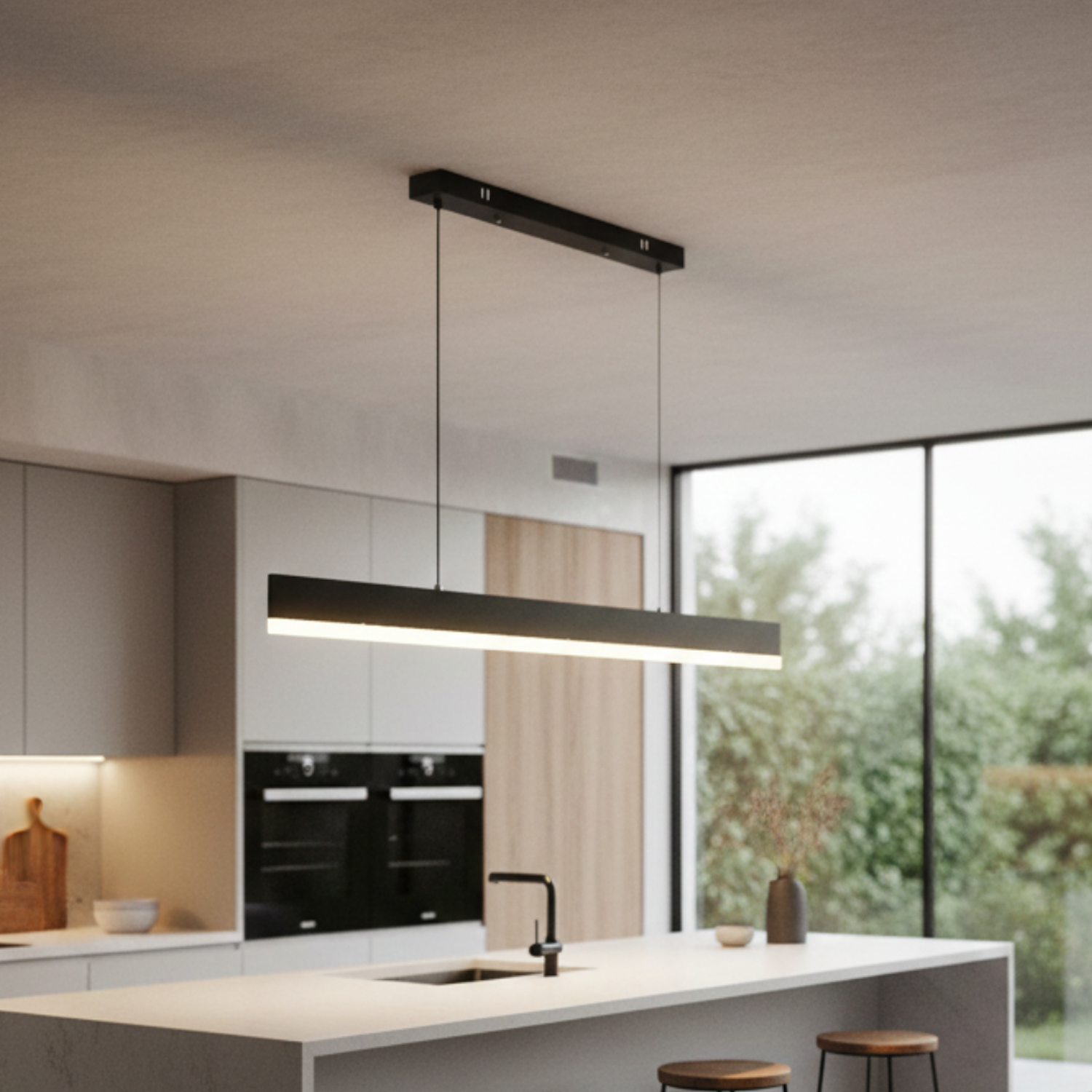 Lámpara Led Lineal Colgante Negro 18w+18w 3