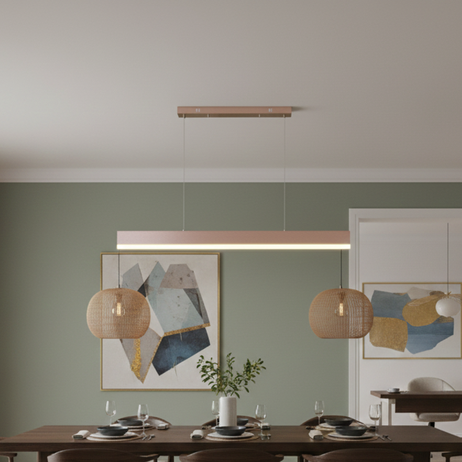 Lámpara Colgante LED Lineal para Comedor y Oficina 1