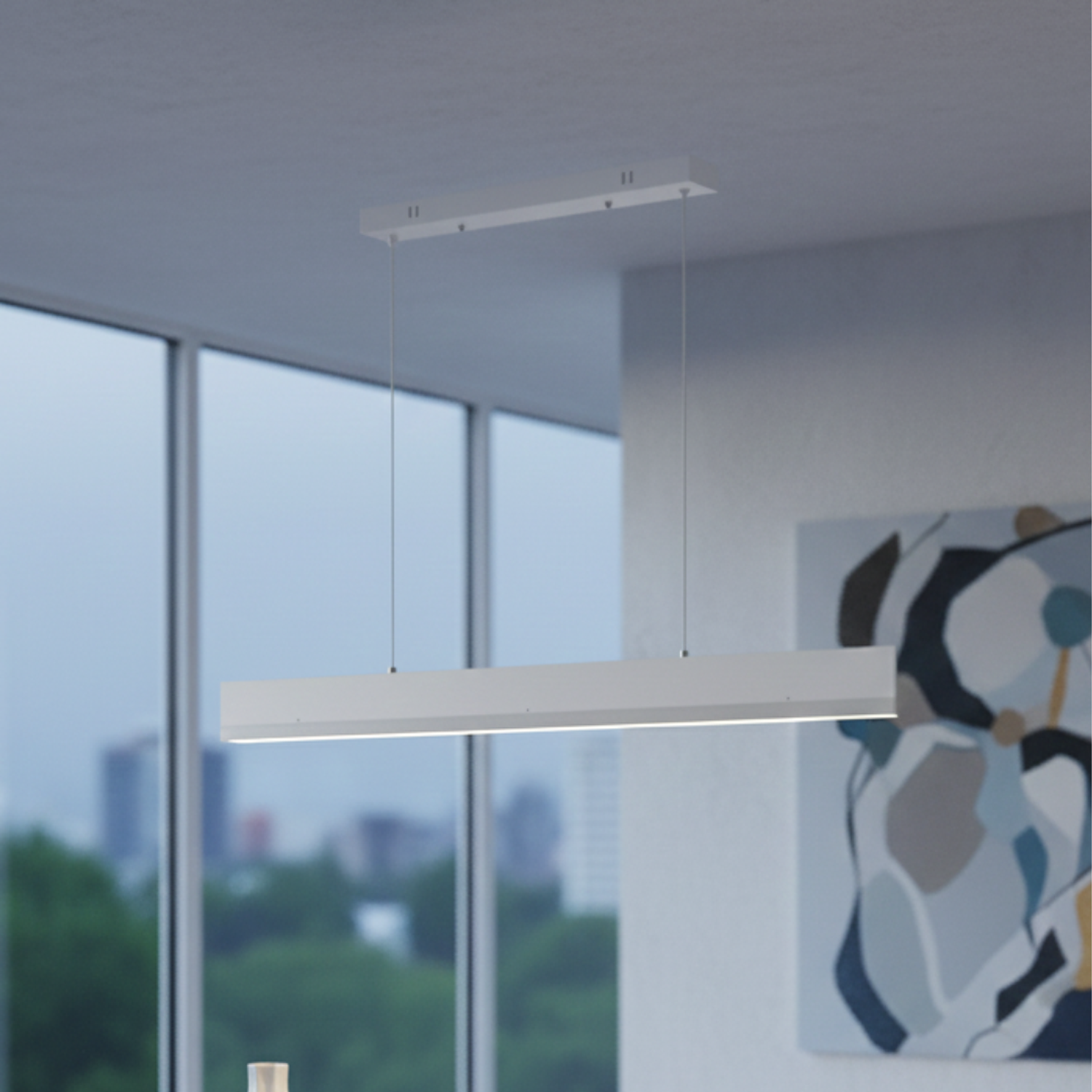 Lámpara LED Lineal Colgante Minimalista de Techo Blanca 2