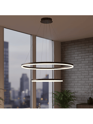 Lámpara de Techo LED de 2 Aros Estilo Moderno Acabado Café Metalizado