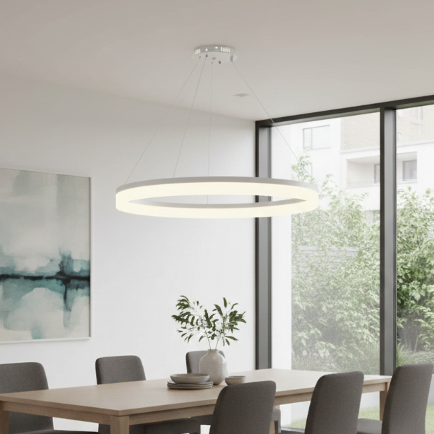 Lámpara Led Colgante Redondo 800mm Blanco 45w 5