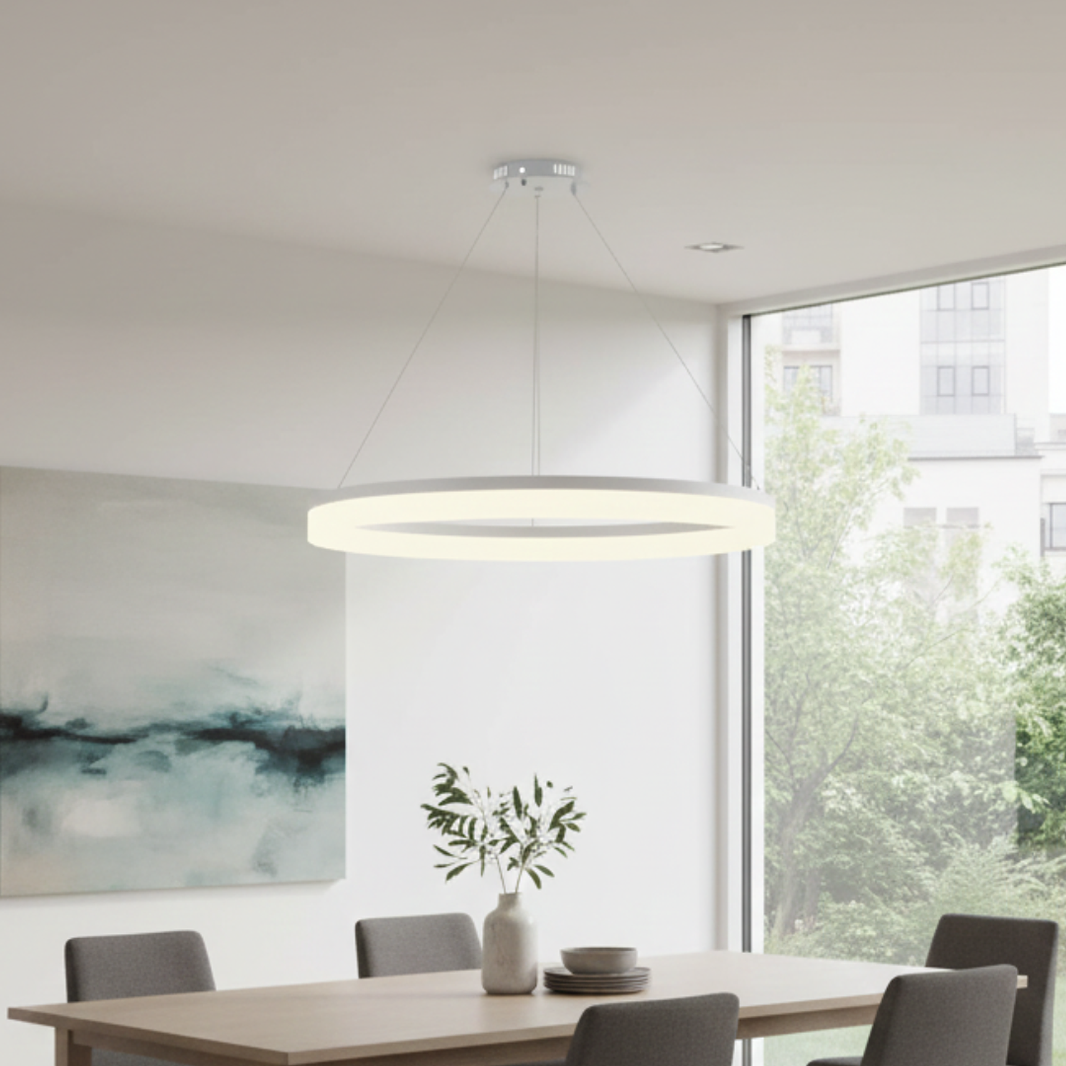 Lámpara Led Colgante Redondo 800mm Blanco 45w 1