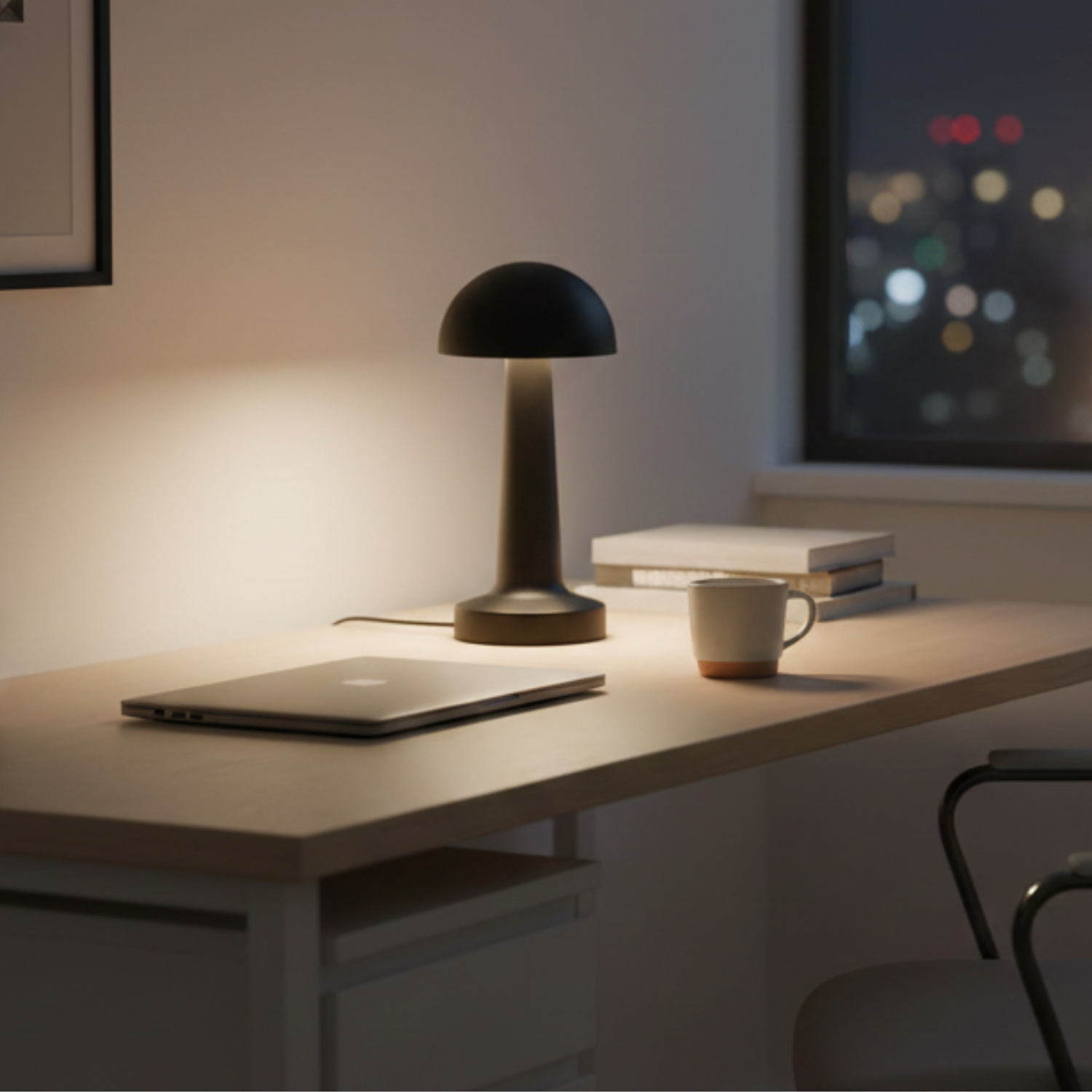 Lámpara de Mesa LED Inalámbrica Recargable Hongo Negro  1