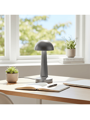 Lámpara Recargable LED Inalámbrica Diseño de Hongo Gris