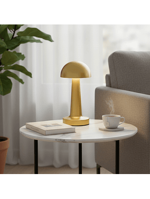 Lámpara Dorada Recargable LED Inalámbrica Diseño de Hongo 
