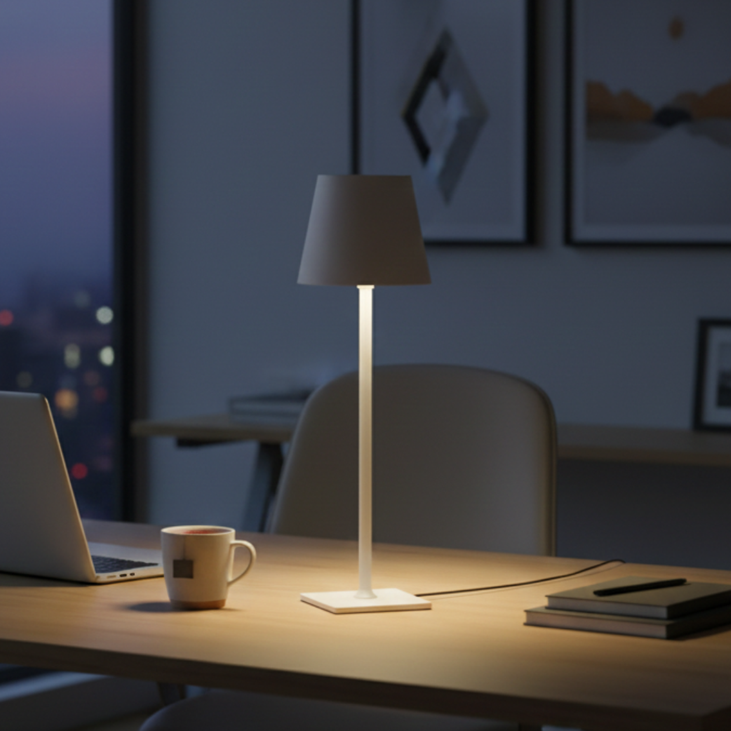 Lámpara LED Recargable de Diseño Minimalista Blanca  1