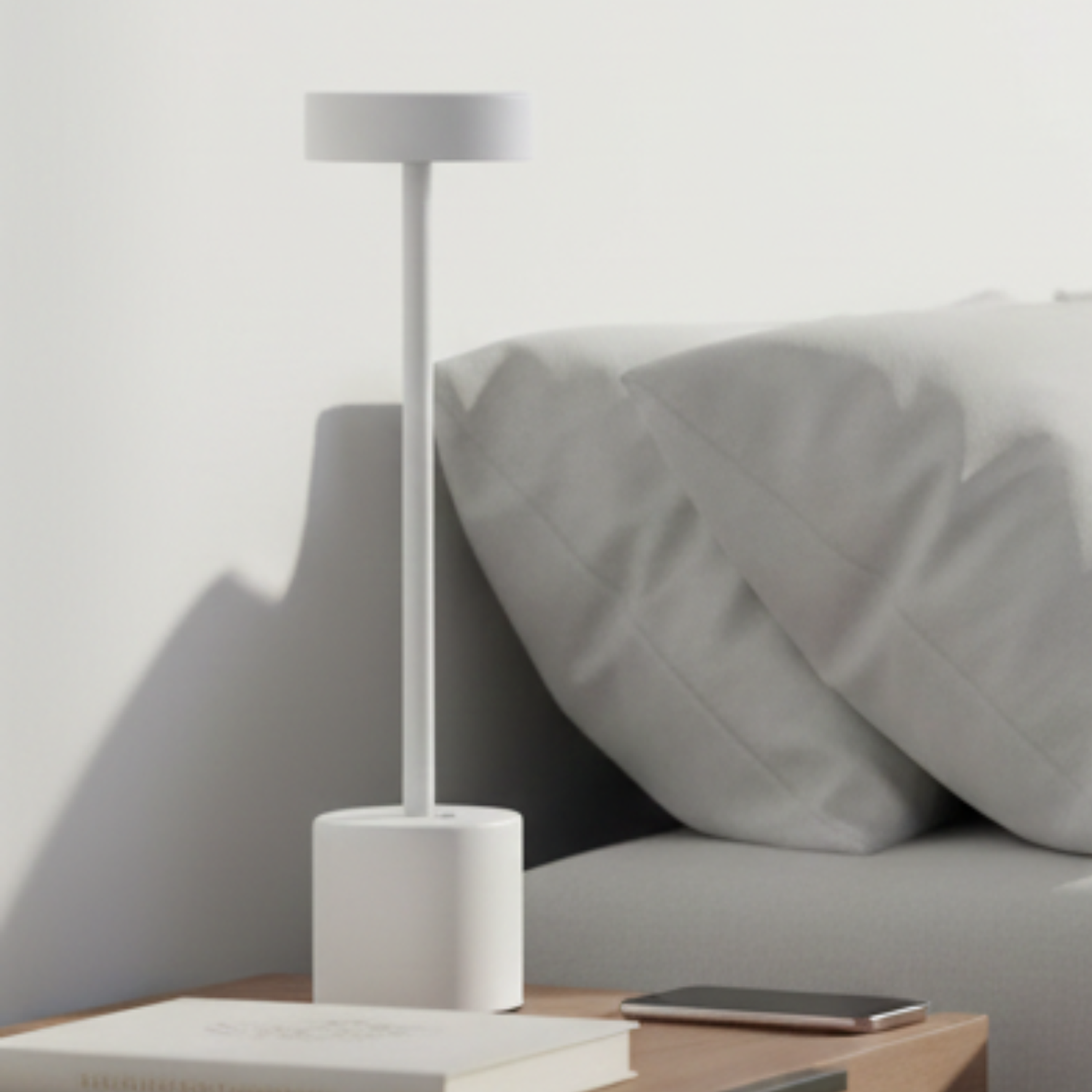 Lámpara de Mesa LED Inalámbrica Recargable Diseño Minimalista Blanca 3