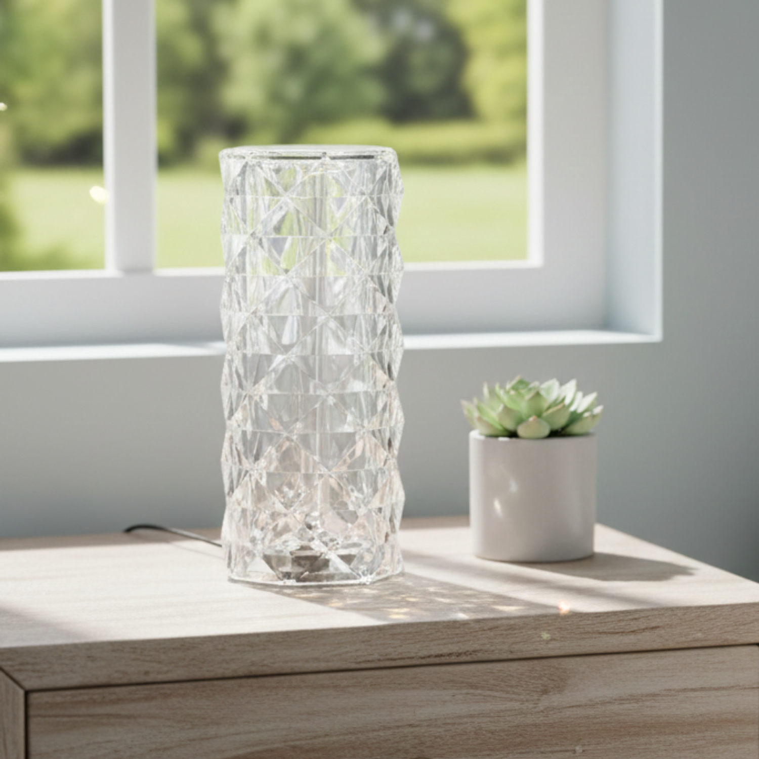 Lámpara de Mesa de Cristal LED Touch con Efecto de Diamante 1