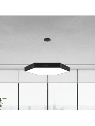 Lámpara Led Colgante Hexágono Negra Estilo Minimalista 