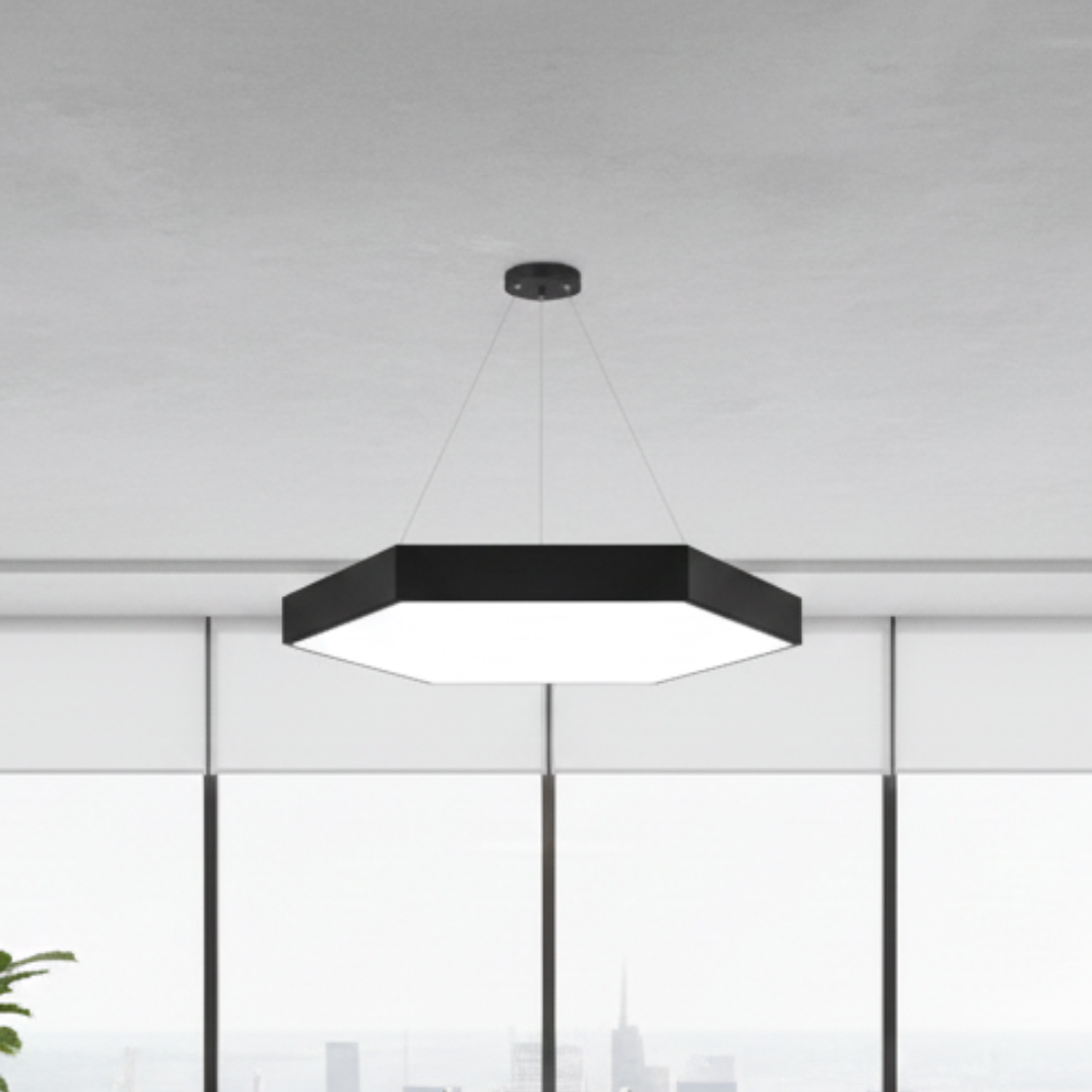 Lámpara Led Colgante Hexágono Negra Estilo Minimalista  1