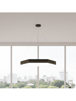 Lámpara Led Colgante Hexágono Negra Estilo Minimalista 