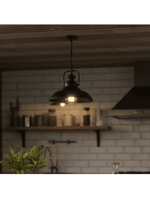 Lámpara Metal Negro Colgante Industrial de Estilo Vintage