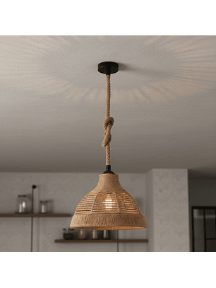 Lámpara Colgante de Cuerda de Cáñamo con Pantalla Acampanada