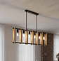 Lámpara de Techo Rectangular de 6 Luces Industrial de Madera y Metal  - Miniatura 1