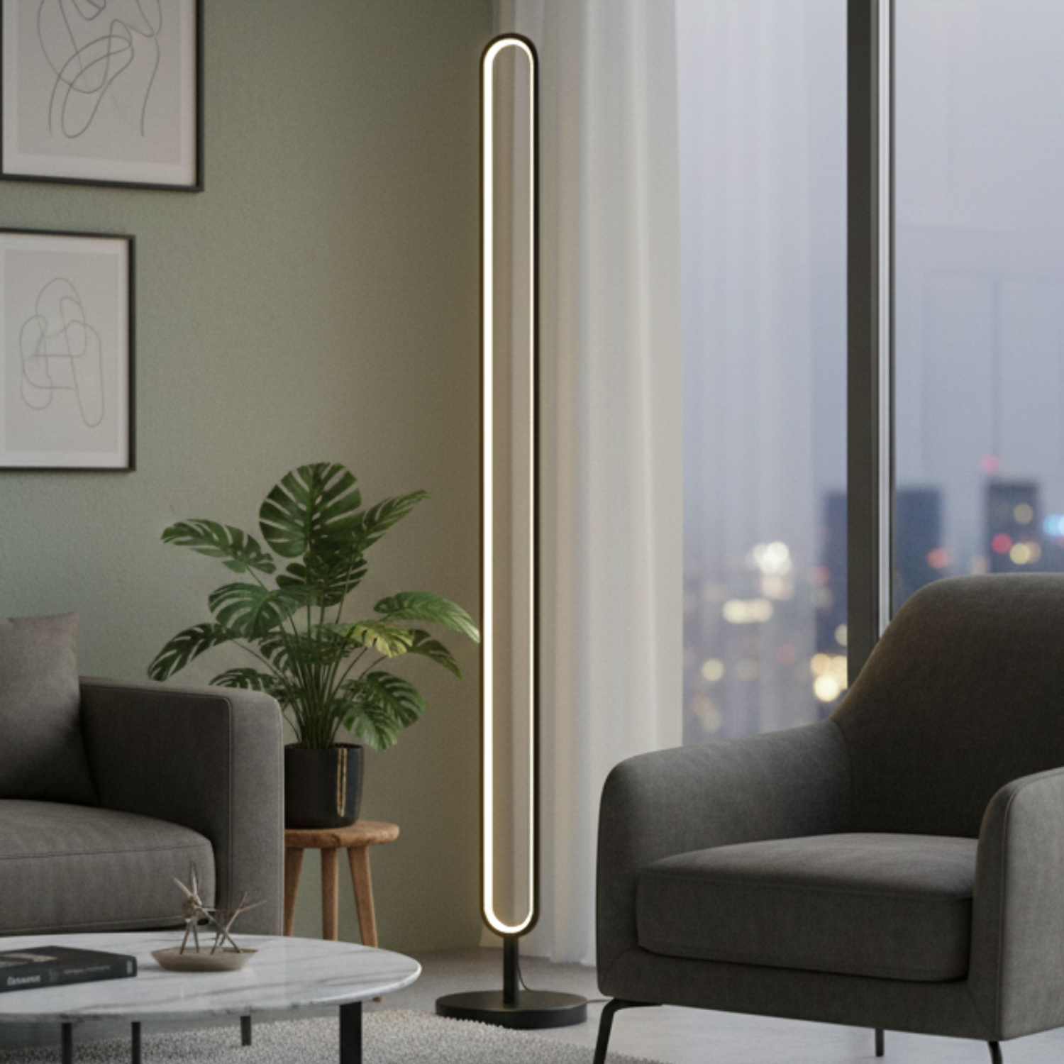 Lámpara de Pie Led Con Control Y Bluetooth 1300mm 104w 1