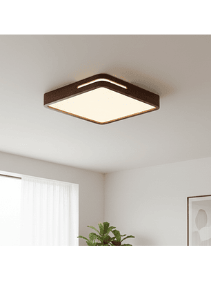 Lámpara Led Cuadrado 300mm Sobrepuesto Con Control Madera Oscuro