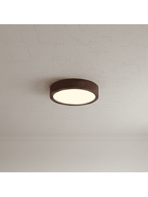 Lampara Led Redondo 300mm Sobrepuesto Con Control Madera Oscuro 24w+24w