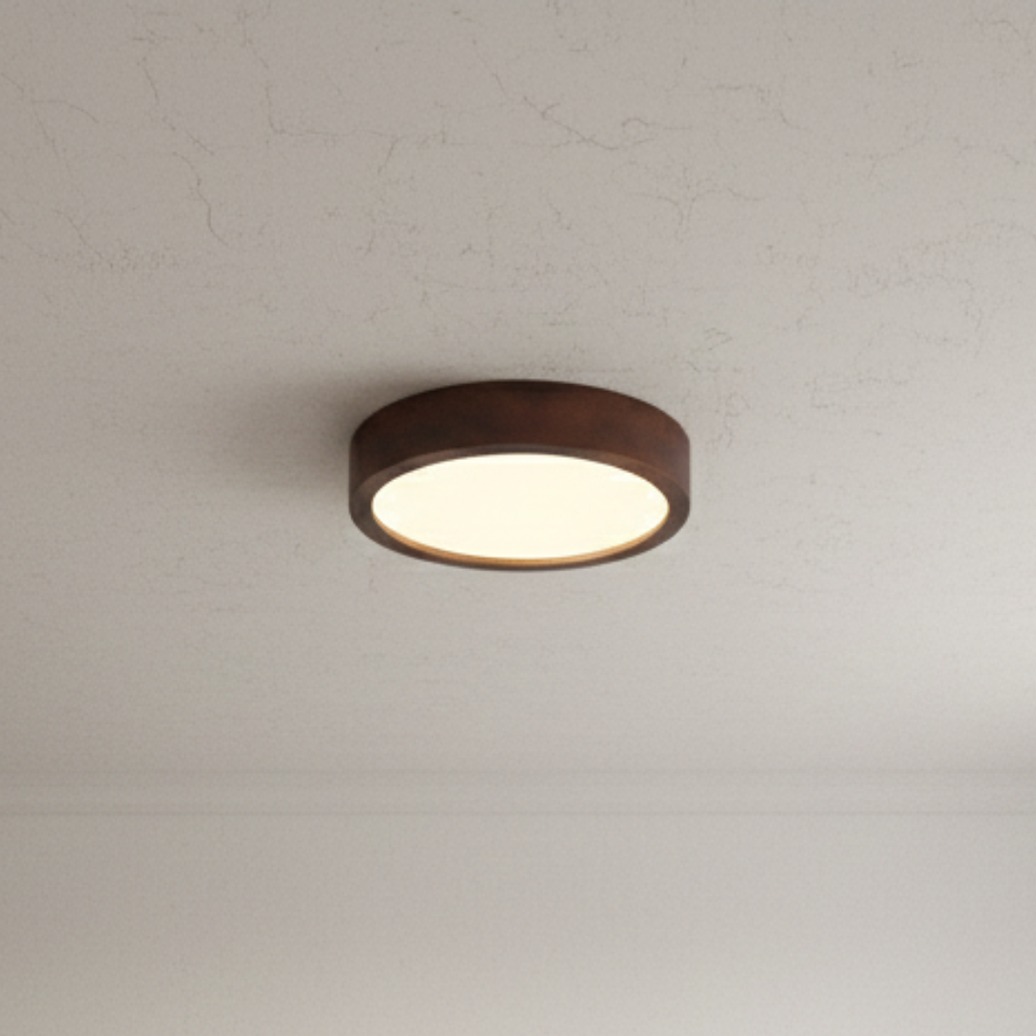 Lampara Led Redondo 300mm Sobrepuesto Con Control Madera Oscuro 24w+24w 1