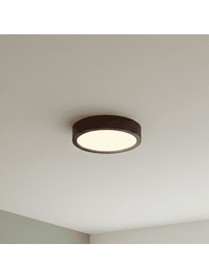 Lámpara Led Redondo 400mm Sobrepuesto Con Control Madera Oscuro 36w+36w