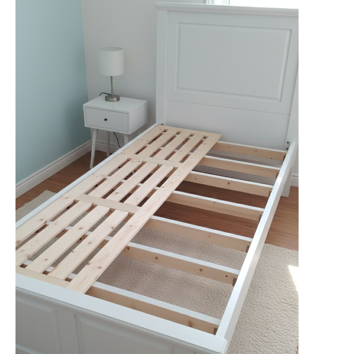 Cama Plaza y media  Individual Color Blanco  4