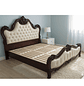Cama King Real de Lujo  Estilo Barroco de Madera Roble Americano Tallada y Doble Tapizado en Ecocuero Capitoné - Miniatura 2