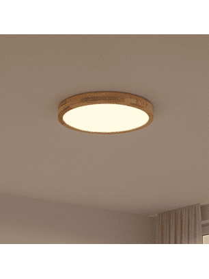 Lámpara Led Redondo 500mm Sobrepuesto Con Control Madera Clara 48w+48w