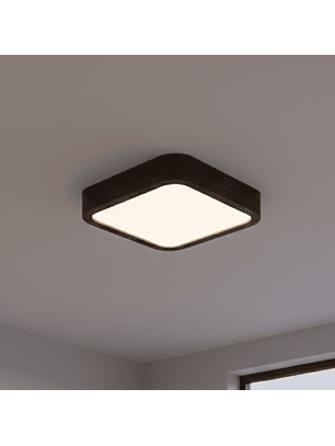Lámpara Led Cuadrada 300mm Sobrepuesto Con Control Madera Oscuro 24w+24w