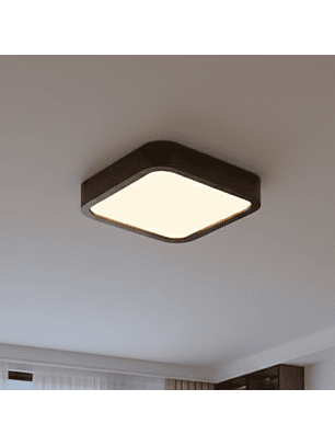 Lámpara Led Cuadrad 400mm Sobrepuesto Con Control Madera Oscuro 36w+36w