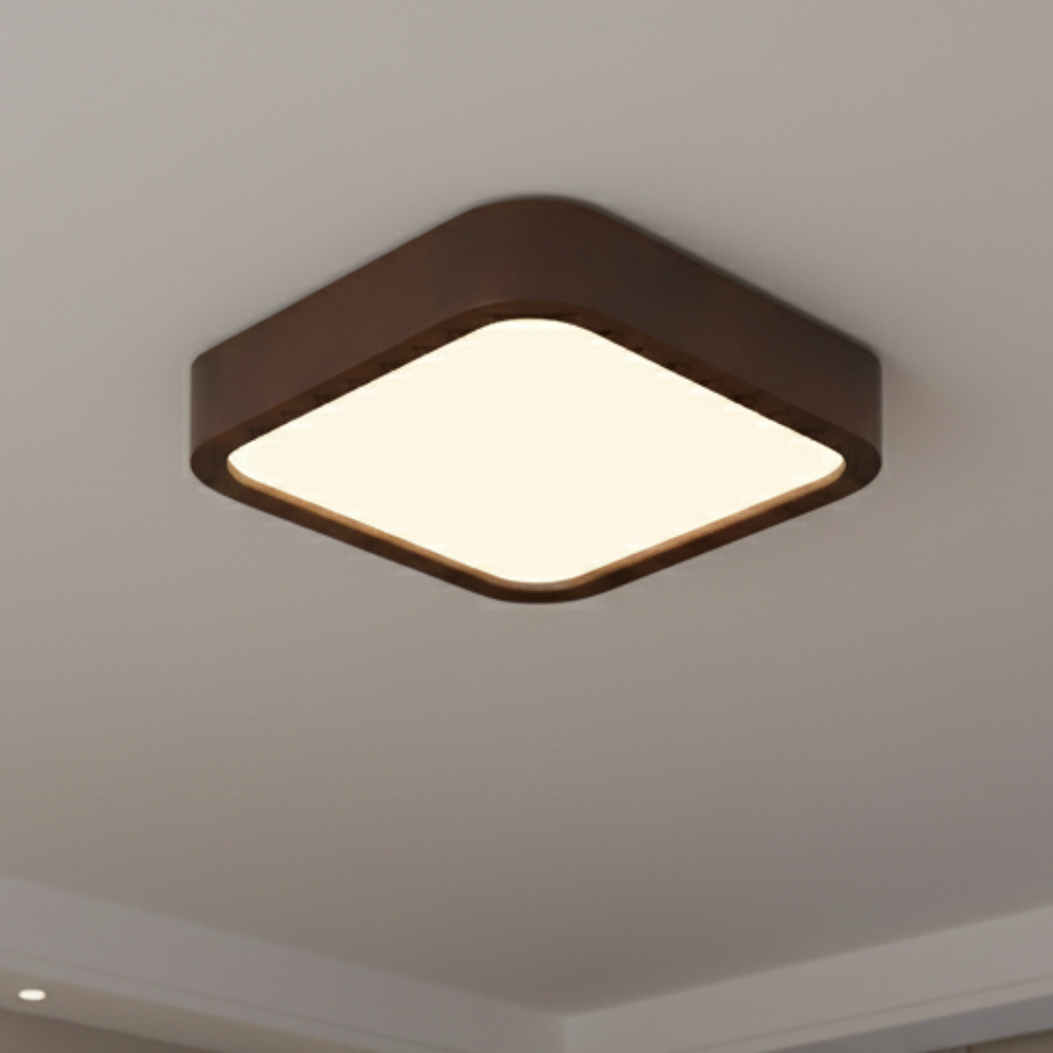 Lámpara Led Cuadrad 500mm Sobrepuesto Con Control Madera Oscuro 48w+48w 1