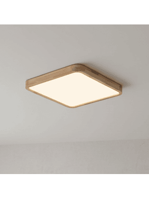 Lámpara Led Cuadrado 300mm Sobrepuesto Con Control Madera Clara 24w+24w