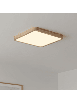 Lámpara Led Cuadrado 400mm Sobrepuesto Con Control Madera Clara 36w+36w
