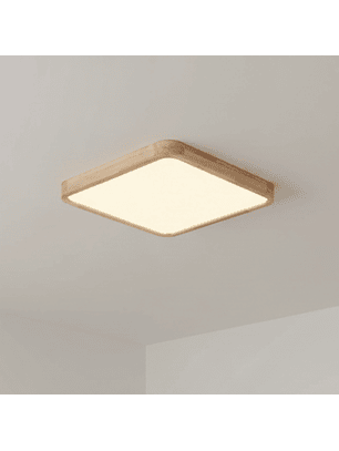Lámpara Led Cuadrado 500mm Sobrepuesto Con Control Madera Clara 48w+48w